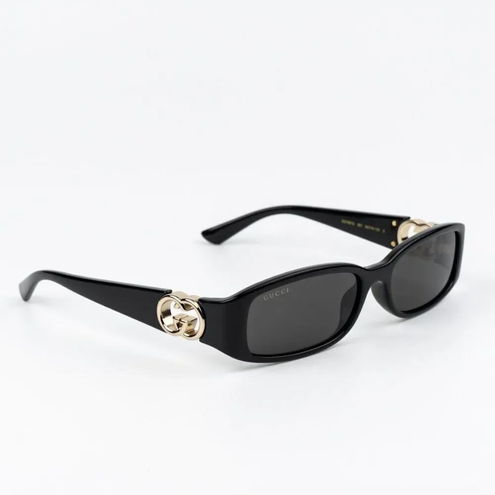 NEW Gucci GG1661S 001 Black Grey Rectangle Unisex Sunglasses